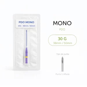 Hilo PDO Mono 30G 38 mm y 50 mm estéril para bioestimulación cutánea